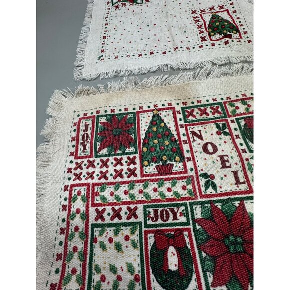 Vintage Christmas Themed Fringe Placemats Set Of 2 18"x13" Used READ - Picture 3 of 9